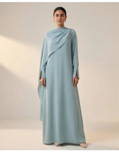 Icy blue georgette drape kaftan.
