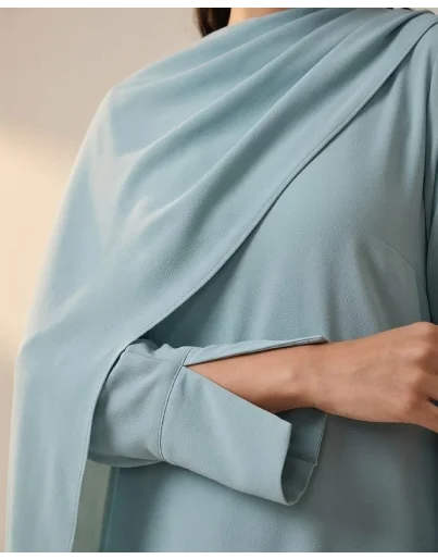 Icy blue georgette drape kaftan.