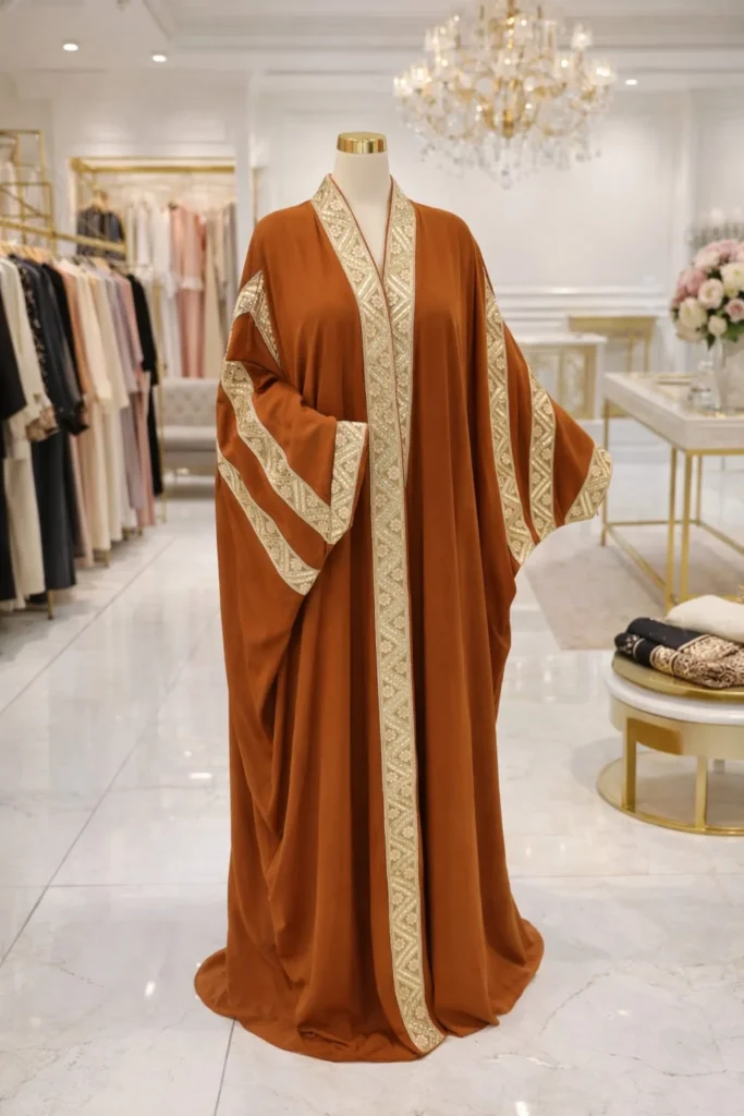 Bisht style Rust abaya